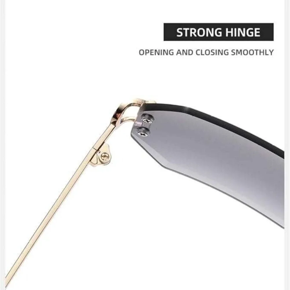 Rimless Sunglasses Men Octagon Frame Gradient Gray Lens Fashion Eyewear Hip Hop‎